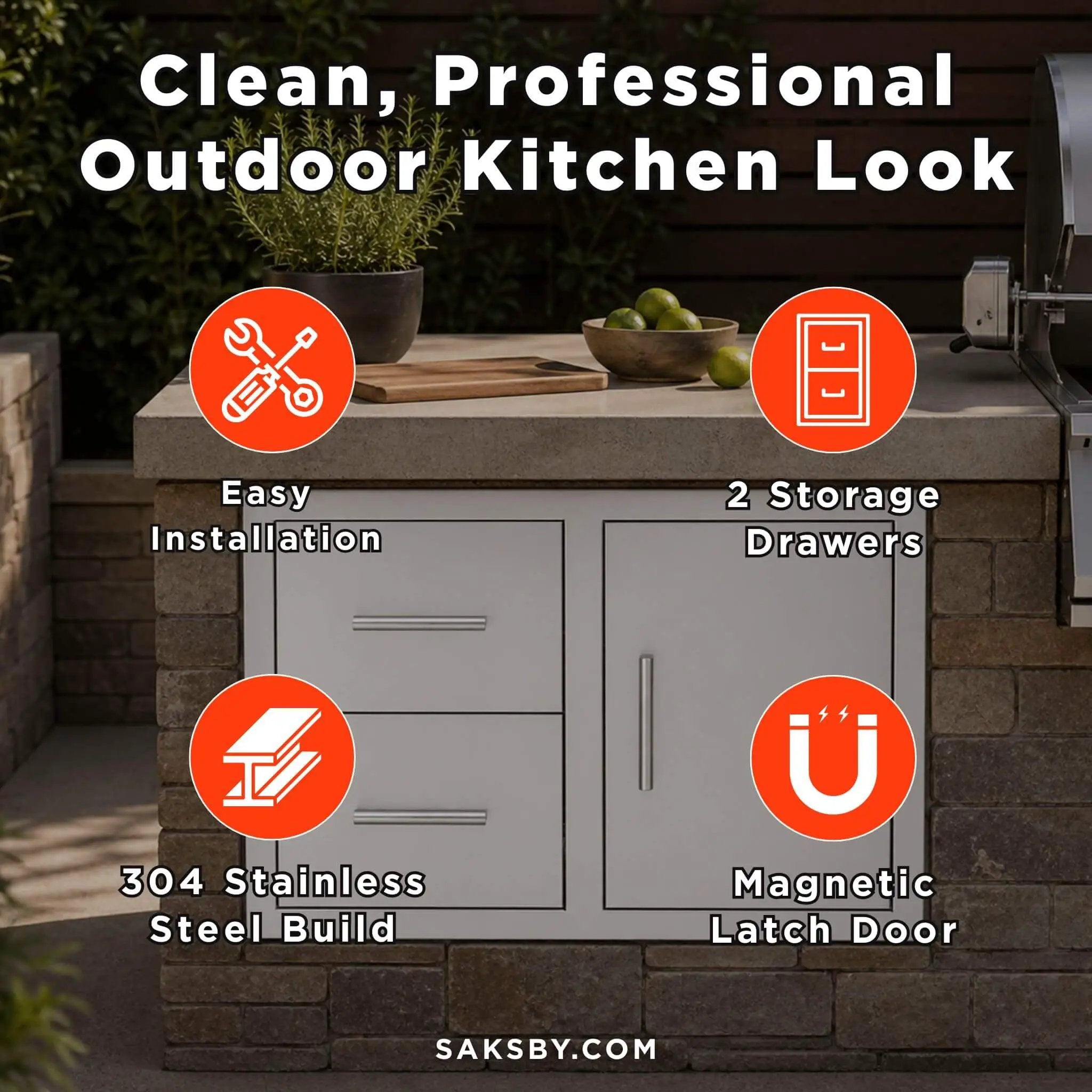 Summerset 33" Flush Mount 2 Soft Closing Drawers And Access Door Combo [DC2-33] (SAK45978) by SAKSBY WHOLESALE