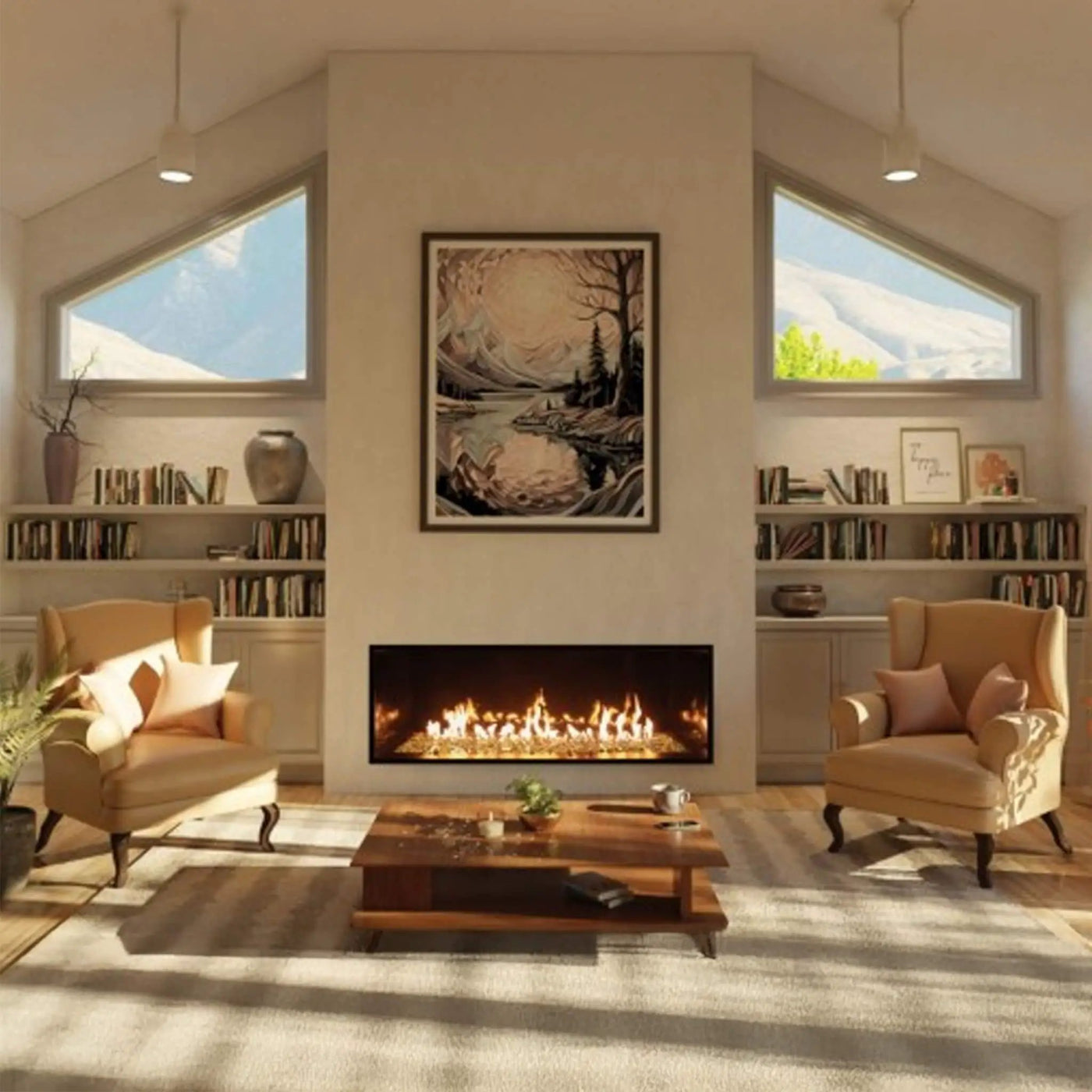 Summit 72-Inch Linear Fireplace With Bedrock [SML-72BR] (SAK92081) by SAKSBY WHOLESALE