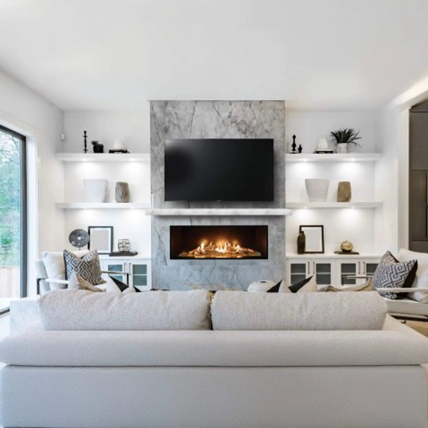 Summit 72-Inch Linear Fireplace With Bedrock [SML-72BR] (SAK92081) by SAKSBY WHOLESALE