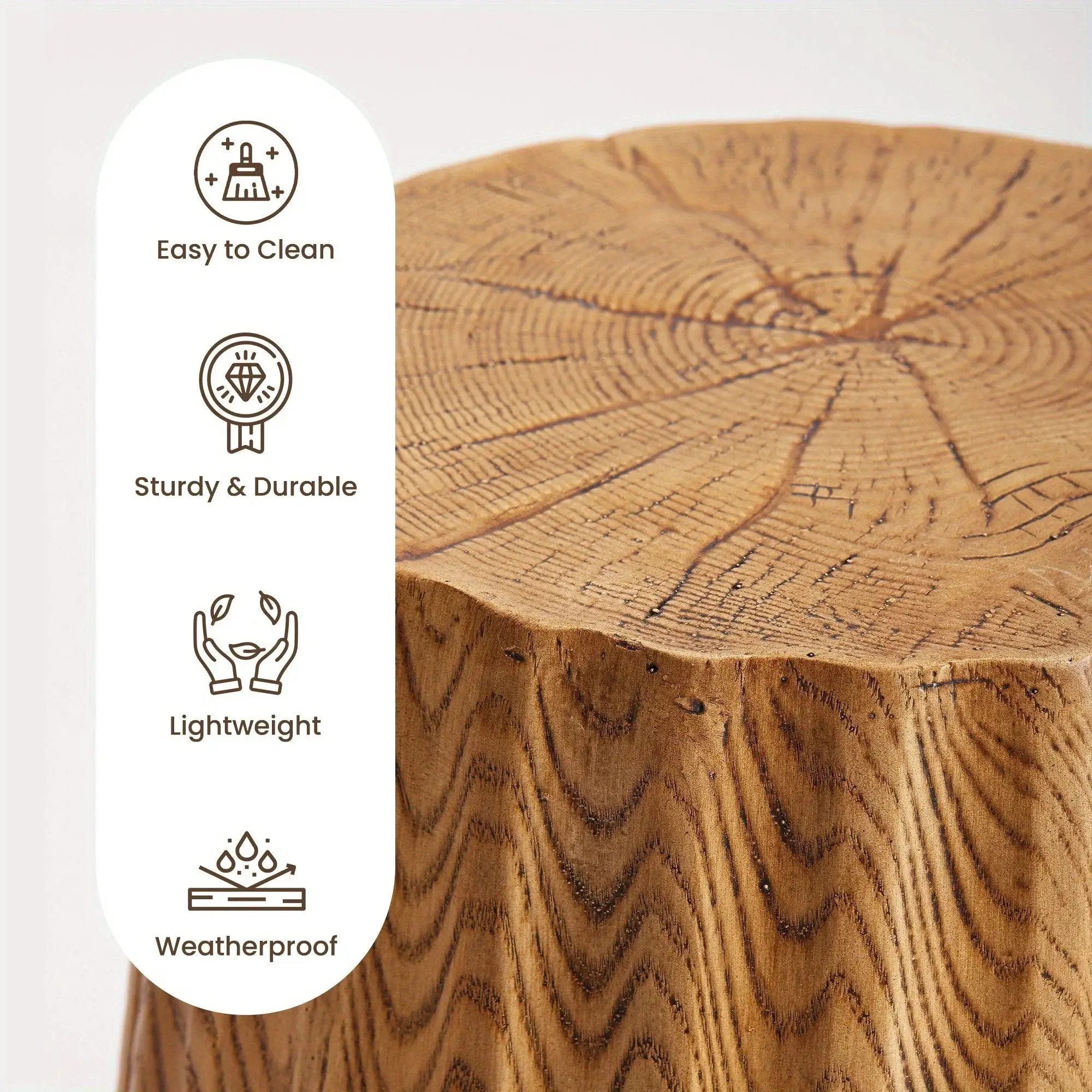 Sunbury Round Faux Wood Side Table – Modern Farmhouse Indoor & Outdoor Accent Table by House Of Avana