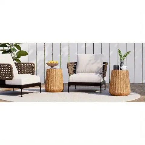 Sunbury Round Faux Wood Side Table – Modern Farmhouse Indoor & Outdoor Accent Table by House Of Avana