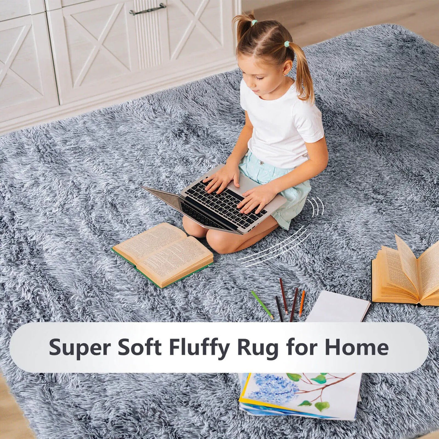 5 x 7 Feet Modern Rectangular Soft Shag Area Rug for Living Room Bedroom by DirectDeals