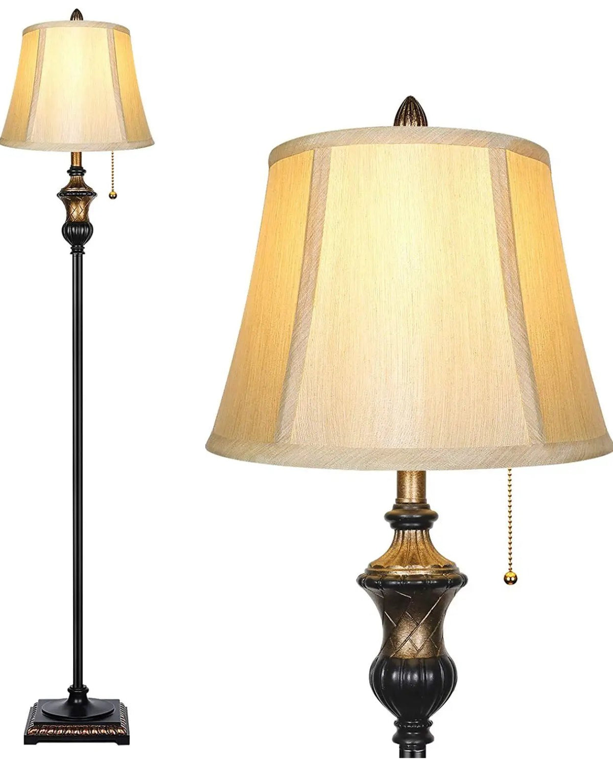 Surfhia - Free Standing Elegant Floor Lamp - Bell Shape Fabric Shade - LED Bulb Included - Bronze by Outdoor Solar Outlet