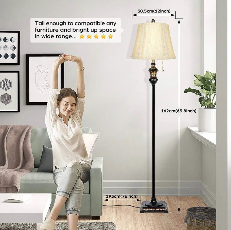 Surfhia - Free Standing Elegant Floor Lamp - Bell Shape Fabric Shade - LED Bulb Included - Bronze by Outdoor Solar Outlet