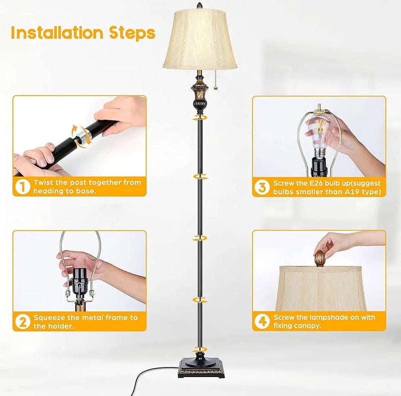 Surfhia - Free Standing Elegant Floor Lamp - Bell Shape Fabric Shade - LED Bulb Included - Bronze by Outdoor Solar Outlet