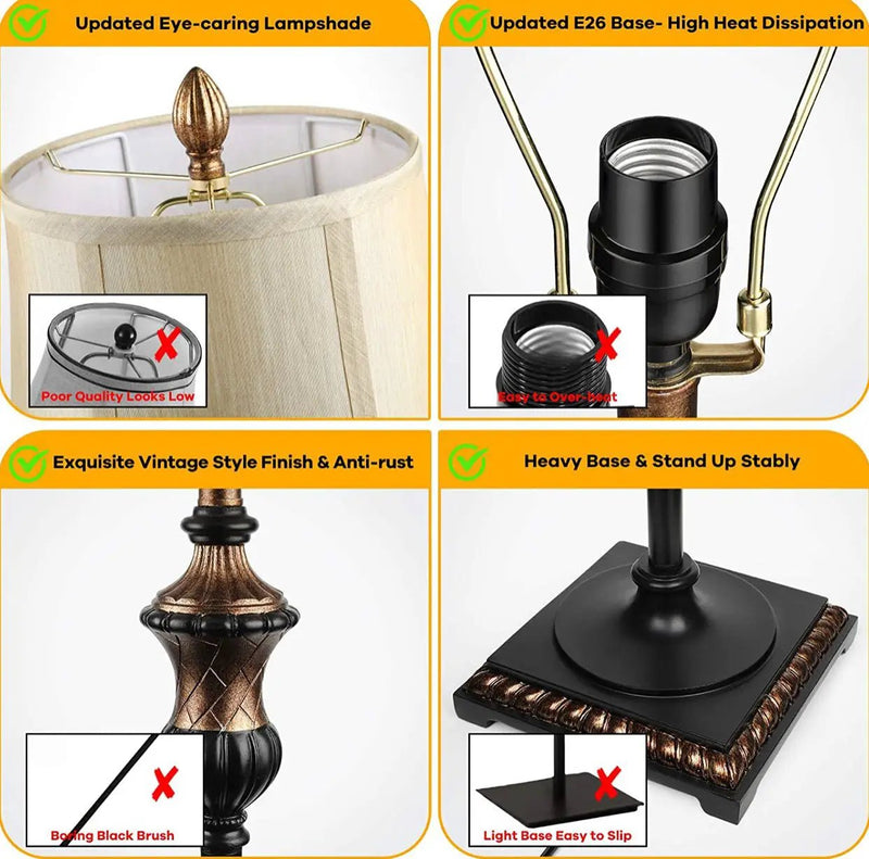 Surfhia - Free Standing Elegant Floor Lamp - Bell Shape Fabric Shade - LED Bulb Included - Bronze by Outdoor Solar Outlet