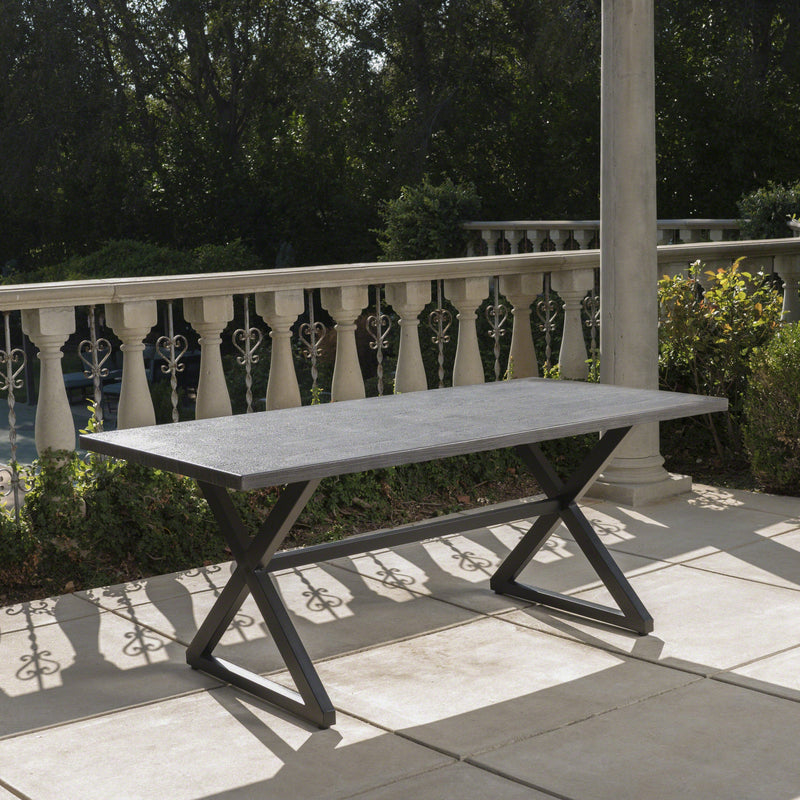 Rolando Outdoor Aluminum Dining Table with Steel Frame, photo 5 of 10