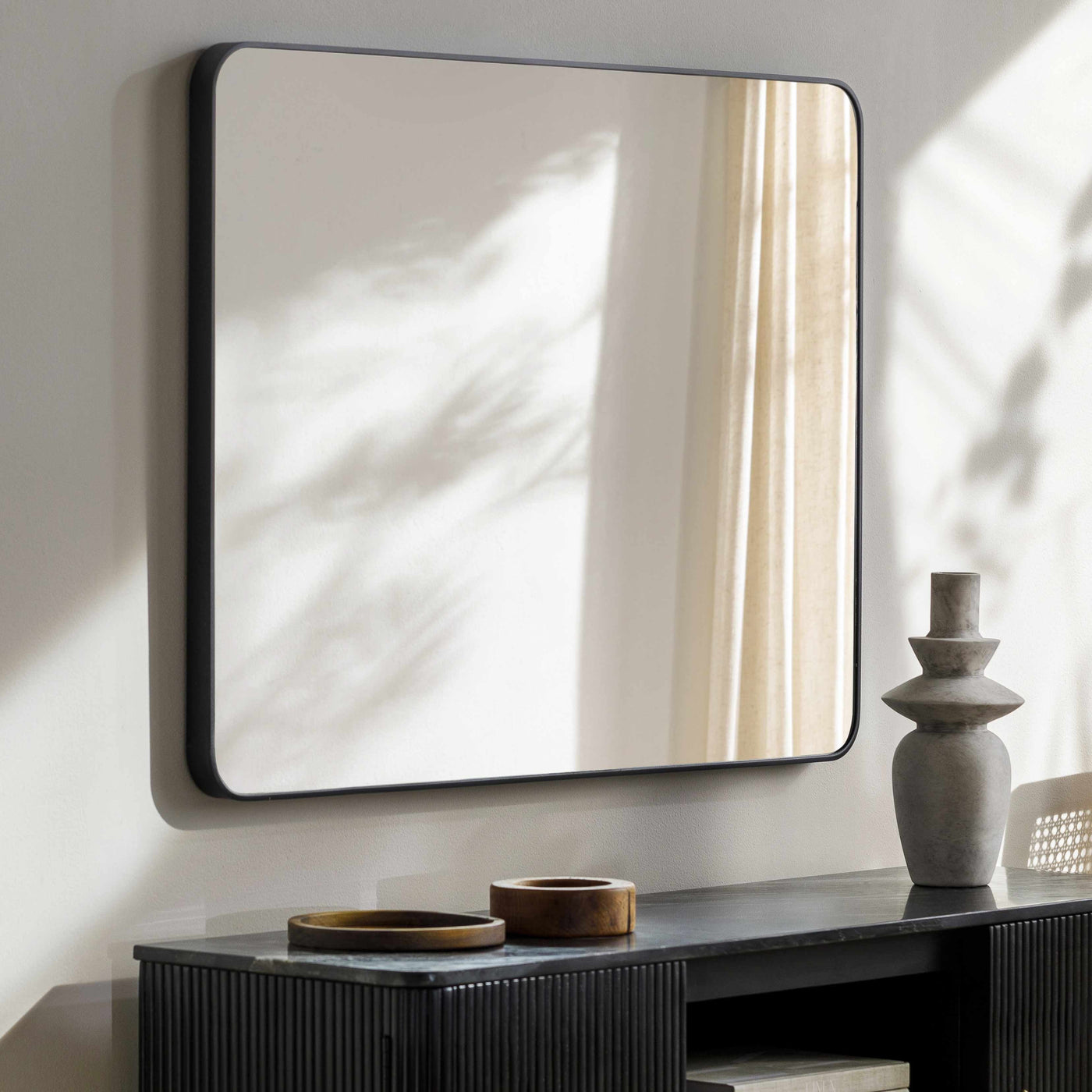 Sustinente Black Carved Mirror by Boutique Rugs