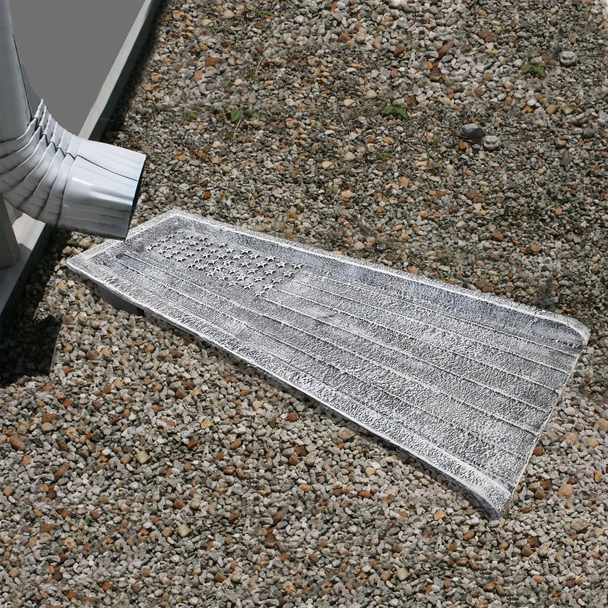 White American Flag 24-in Cast Aluminum Downspout Gutter Splash Block by Sharicks