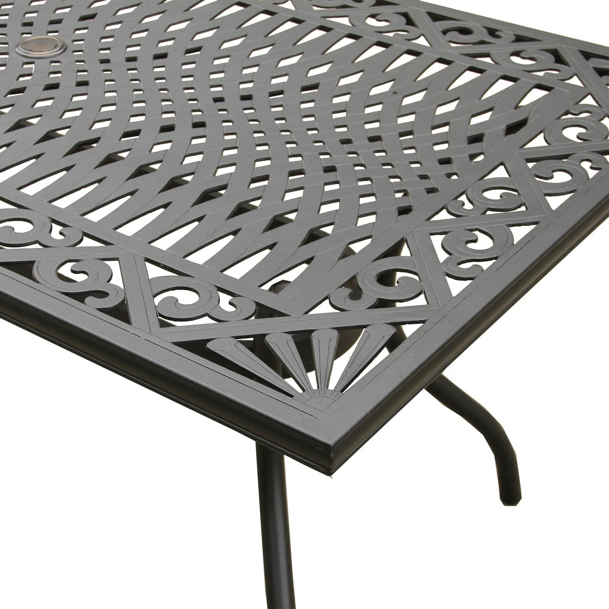 Outdoor Aluminum 7pc Black Rectangular Patio Dining Set and Six Chairs by Sharicks