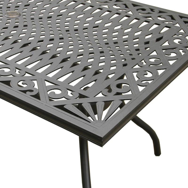 Outdoor Aluminum 7pc Black Rectangular Patio Dining Set and Six Chairs by Sharicks