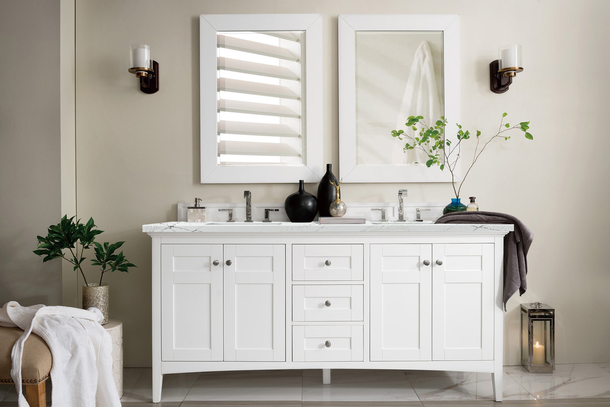 James Martin Palisades 72" Double Bathroom Vanity, Bright White, view 19