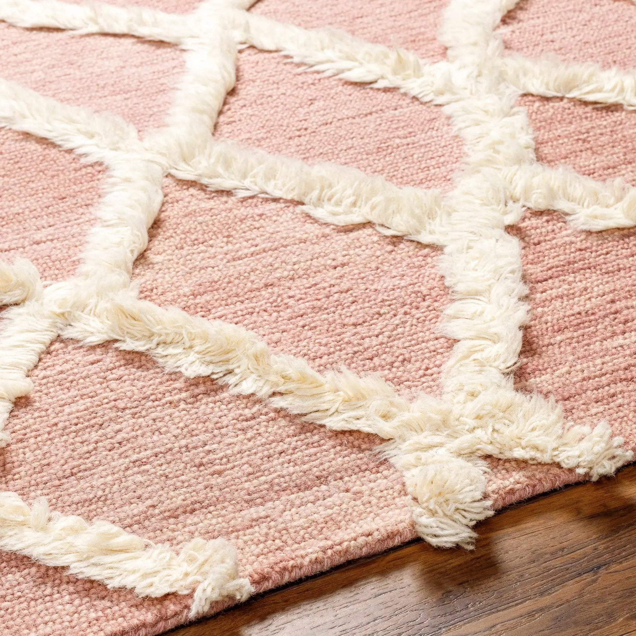 Adica Pink Wool Area Rug - Clearance by Boutique Rugs