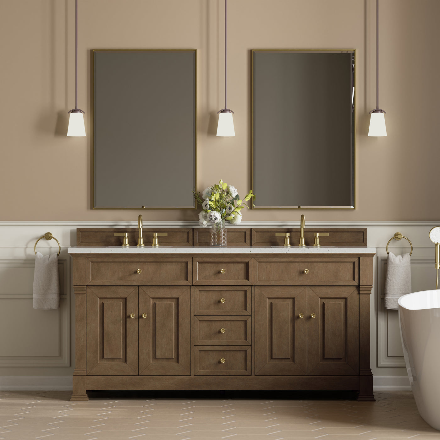 James Martin Brookfield 72" Double Bathroom Vanity, Pecan, view 17