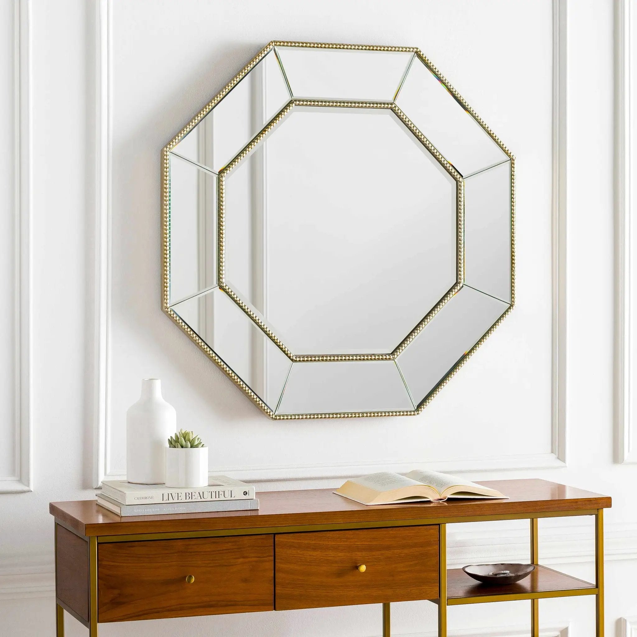 Swellendam Gold Octagonal Mirror - Clearance by Boutique Rugs
