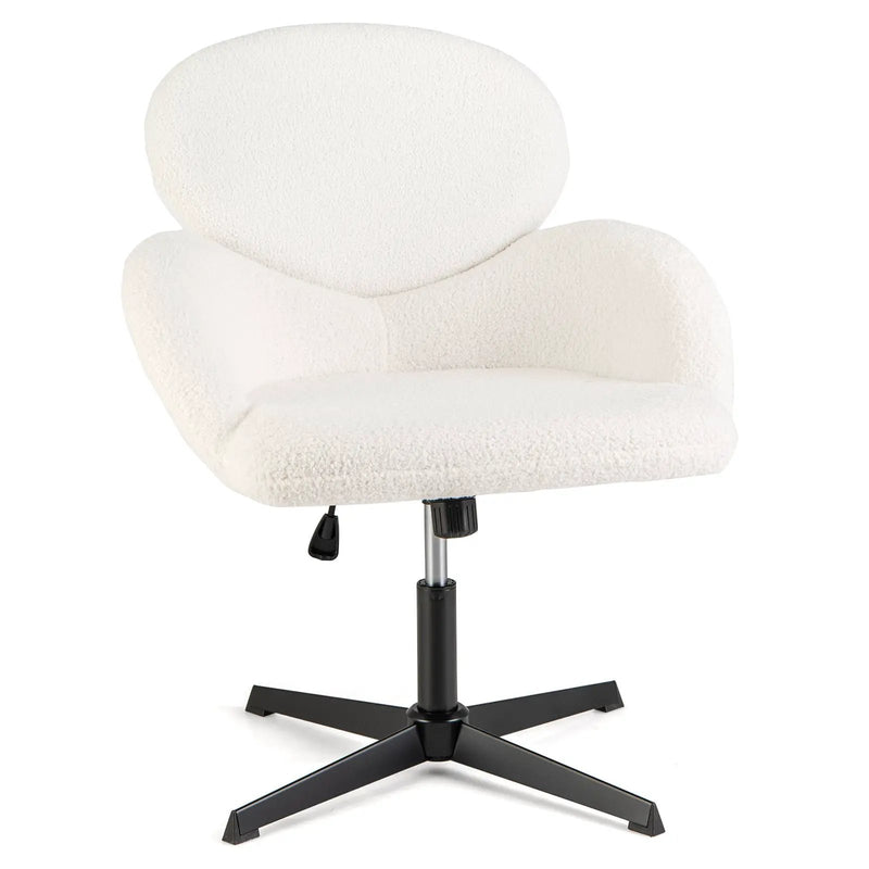 Swivel Cross Legged Chair with Adjustable Height and Rocking Function-White by DirectDeals