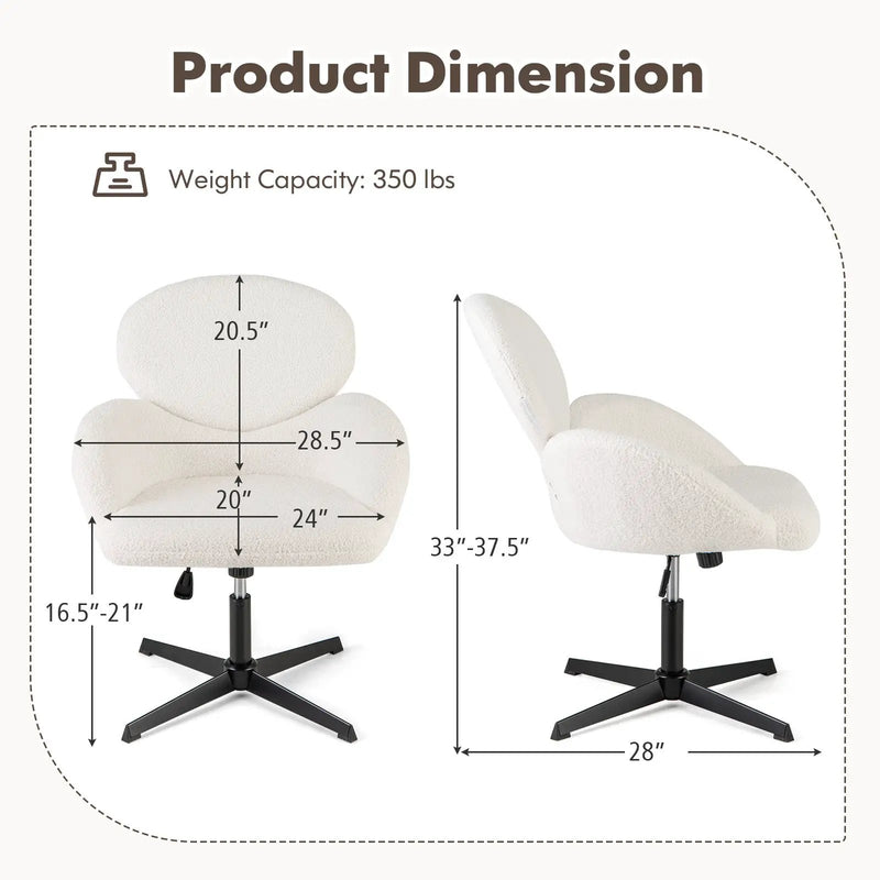 Swivel Cross Legged Chair with Adjustable Height and Rocking Function-White by DirectDeals