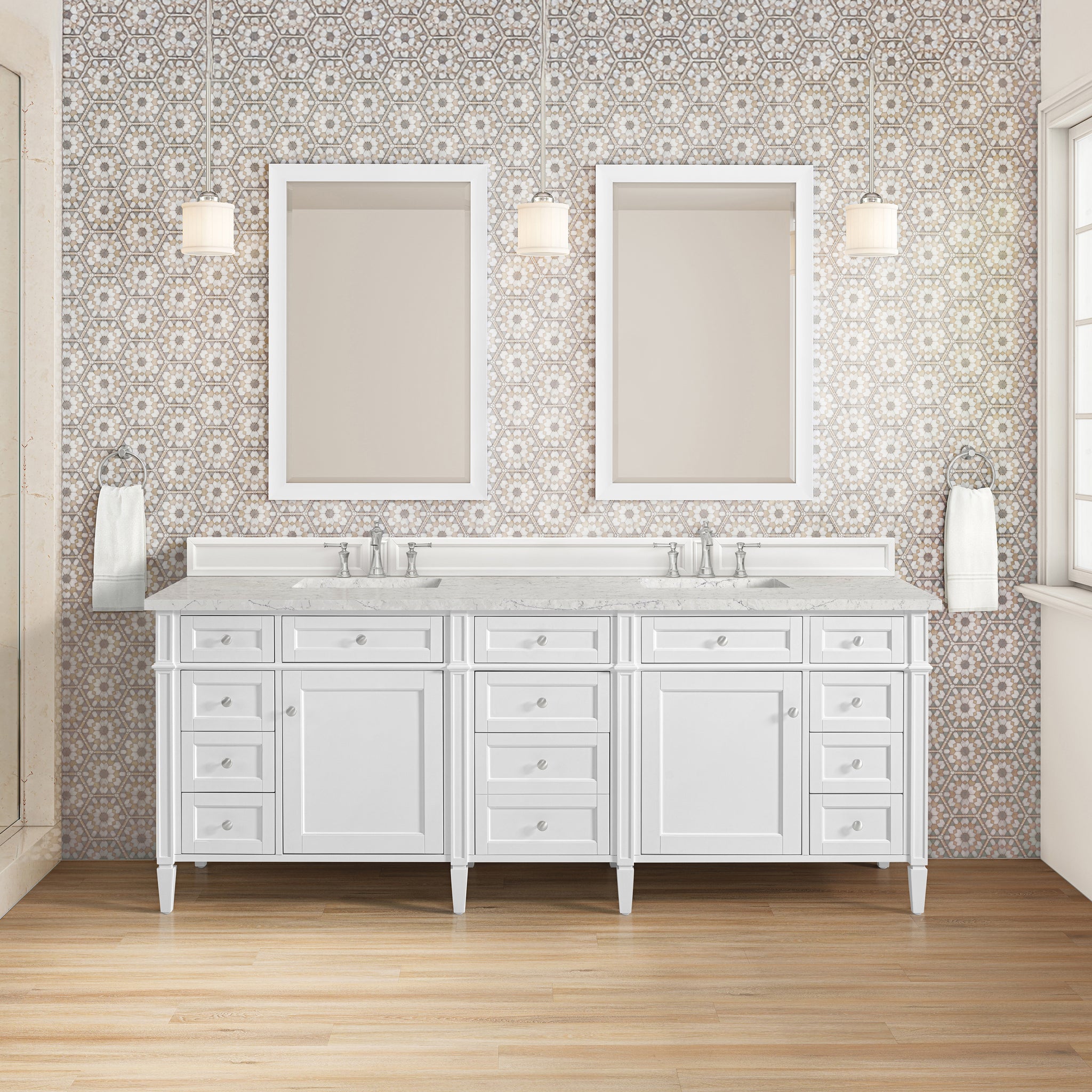 James Martin Brittany 84" Double Bathroom Vanity, Bright White by James Martin