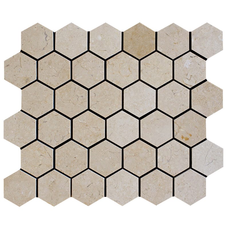 Sylvester Beige Polished Hexagon Marble Mosaics 10 3/8x12 Marble Polished 12x12 Mosaics