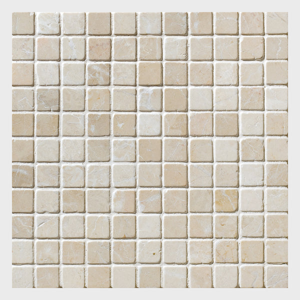 Sylvester Beige Tumbled 1x1 Marble Mosaics 12x12