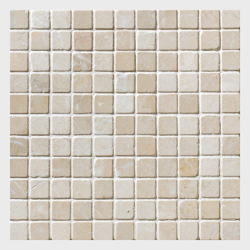 Sylvester Beige Tumbled 1x1 Marble Mosaics 12x12 Marble Tumbled 12x12 Mosaics