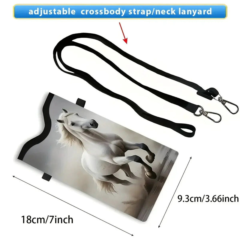 Synthetic Leather Phone Bag - Horse Print Adjustable Strap by House Of Avana