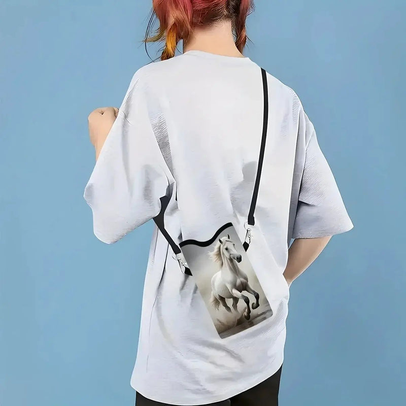 Synthetic Leather Phone Bag - Horse Print Adjustable Strap by House Of Avana