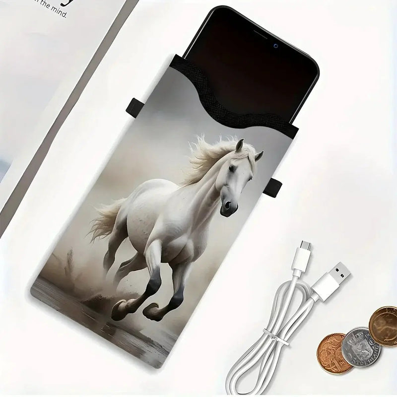 Synthetic Leather Phone Bag - Horse Print Adjustable Strap by House Of Avana