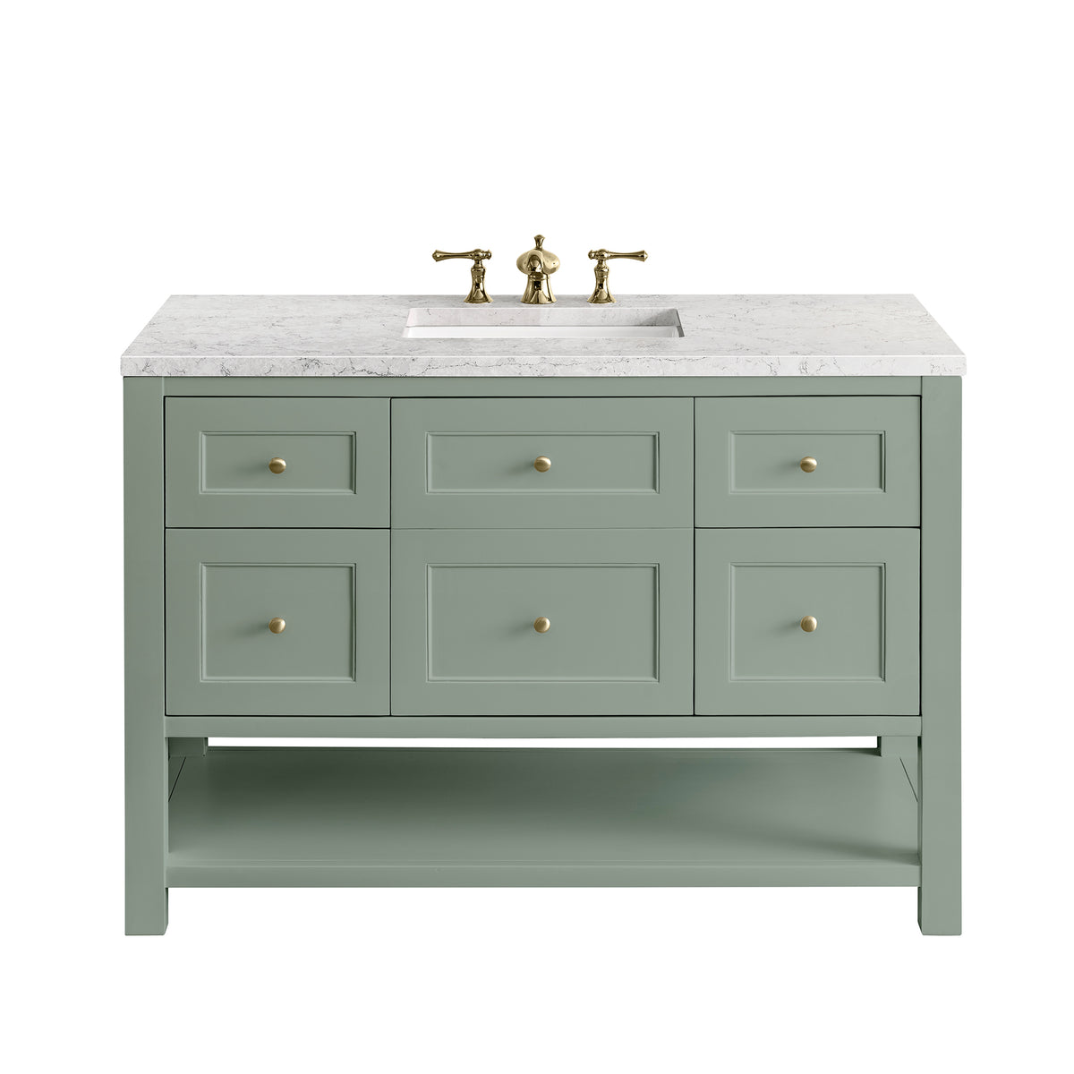James Martin Breckenridge 48" Single Bathroom Vanity, Smokey Celadon with Eternal Jasmine Pearl (FreePower) countertop