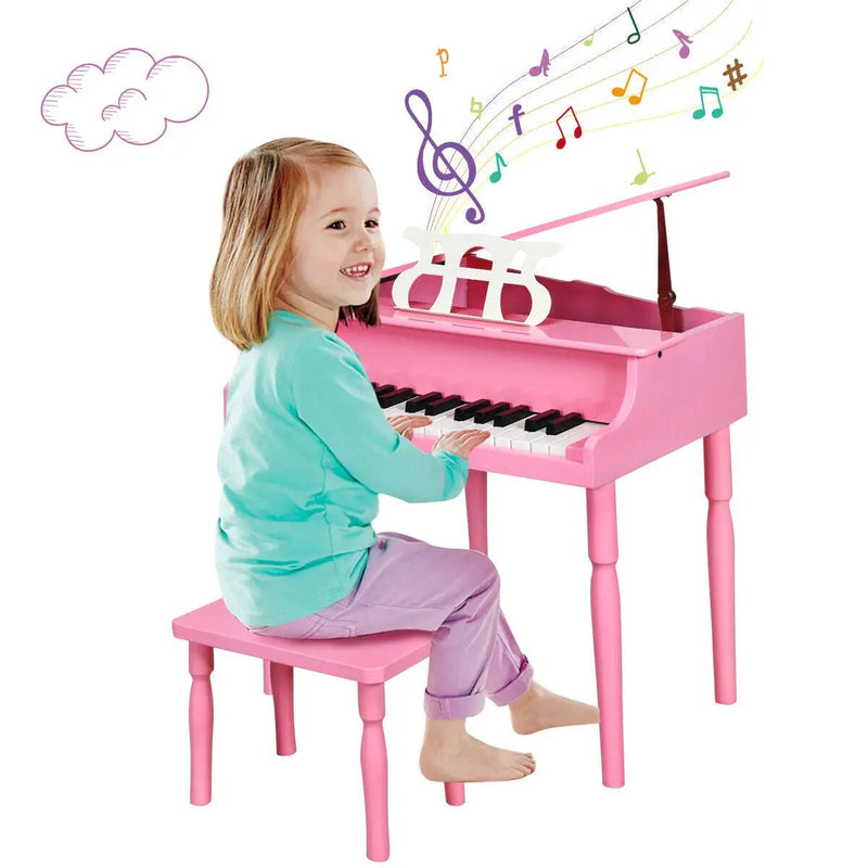 30-Key Wood Toy Kids Grand Piano with Bench by DirectDeals