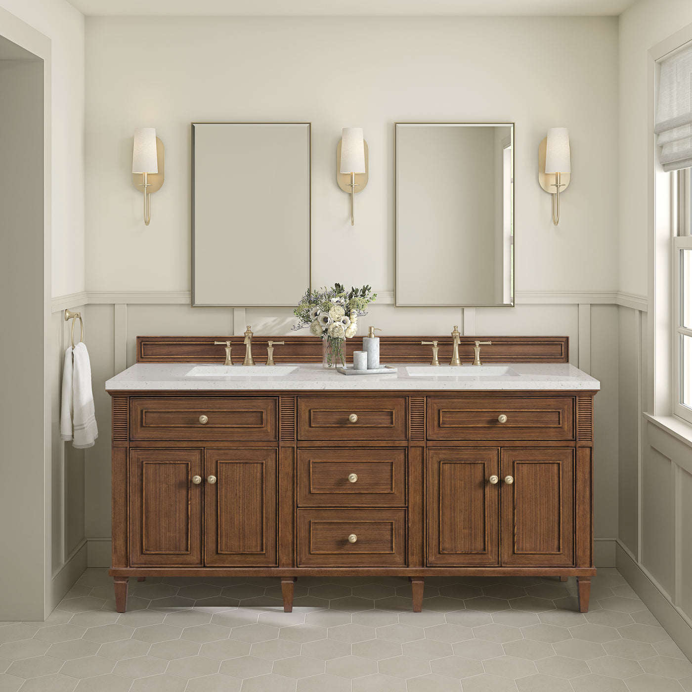 James Martin Lorelai 72" Double Bathroom Vanity, Mid-Century Walnut by James Martin