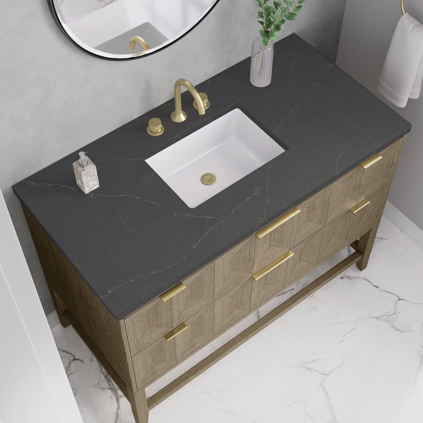 James Martin Emmeline 48" Single Bathroom Vanity, Pebble Oak by James Martin