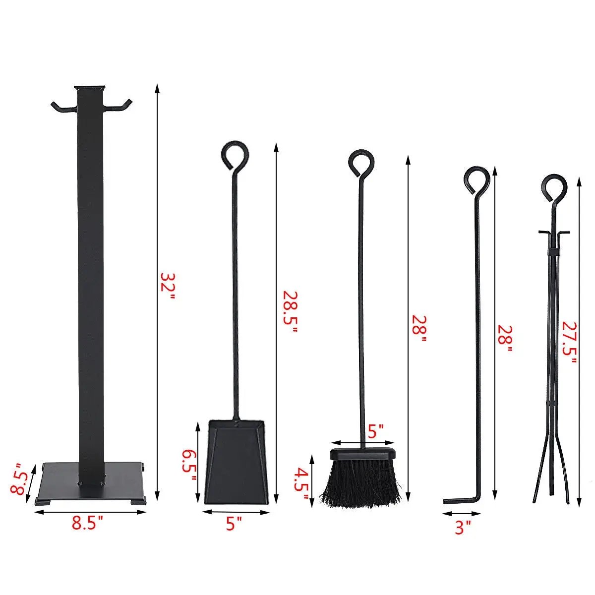 5 Pieces Fireplace Iron Fire Place Tool Set by DirectDeals