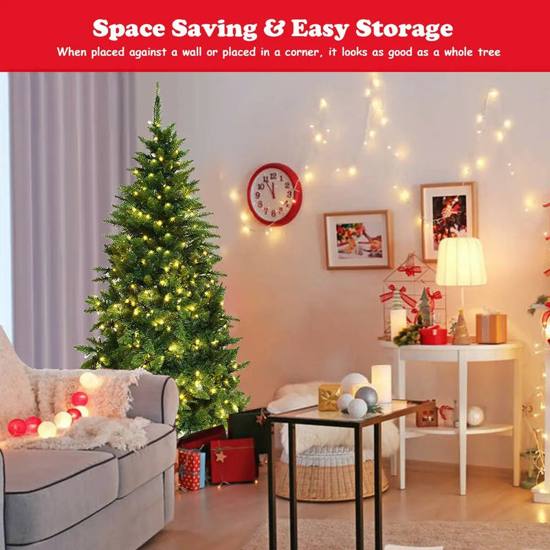 Pre-Lit Artificial Half National Christmas Tree with 8 Flash Modes by DirectDeals