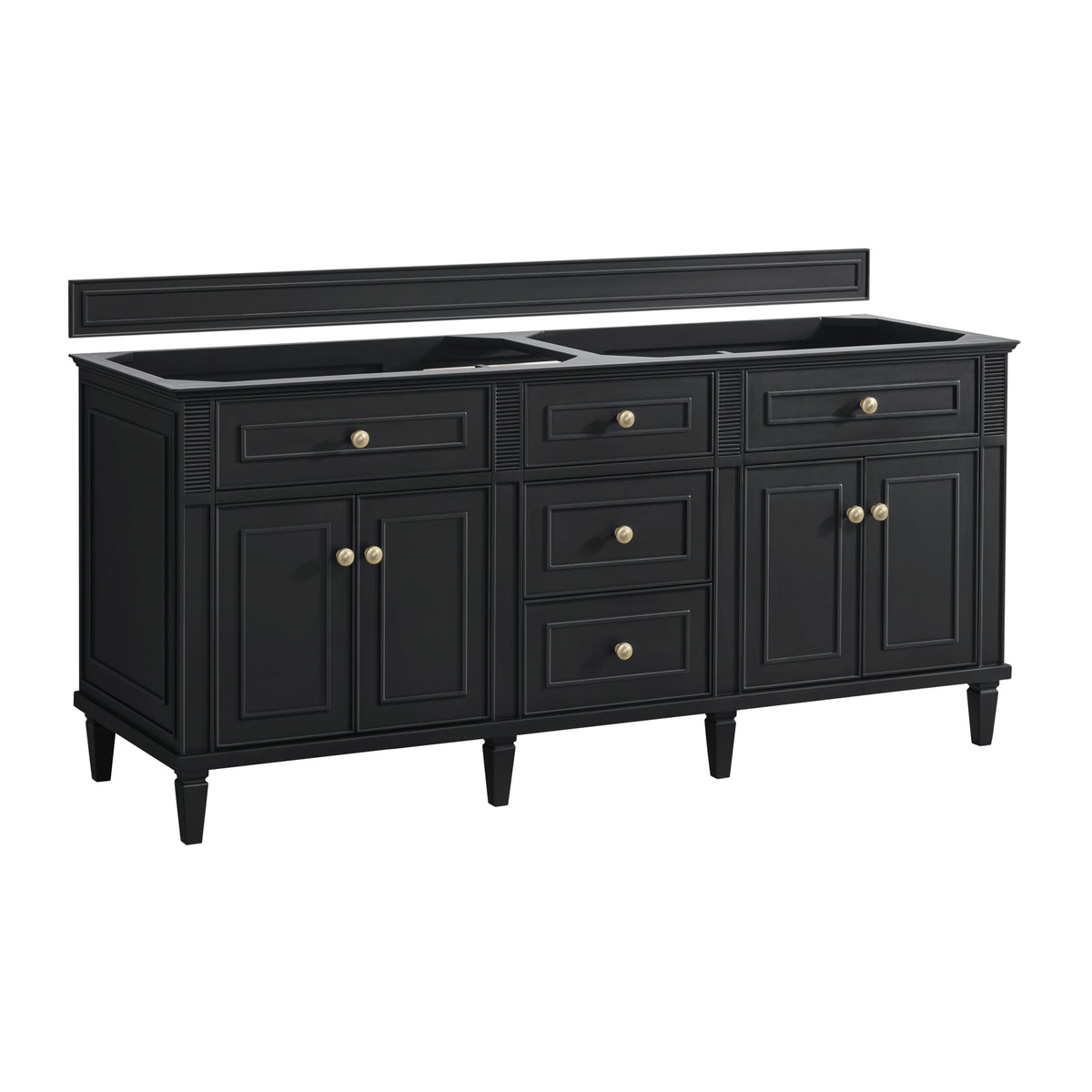 James Martin Lorelai 72" Double Bathroom Vanity, Black Onyx, cabinet without a countertop