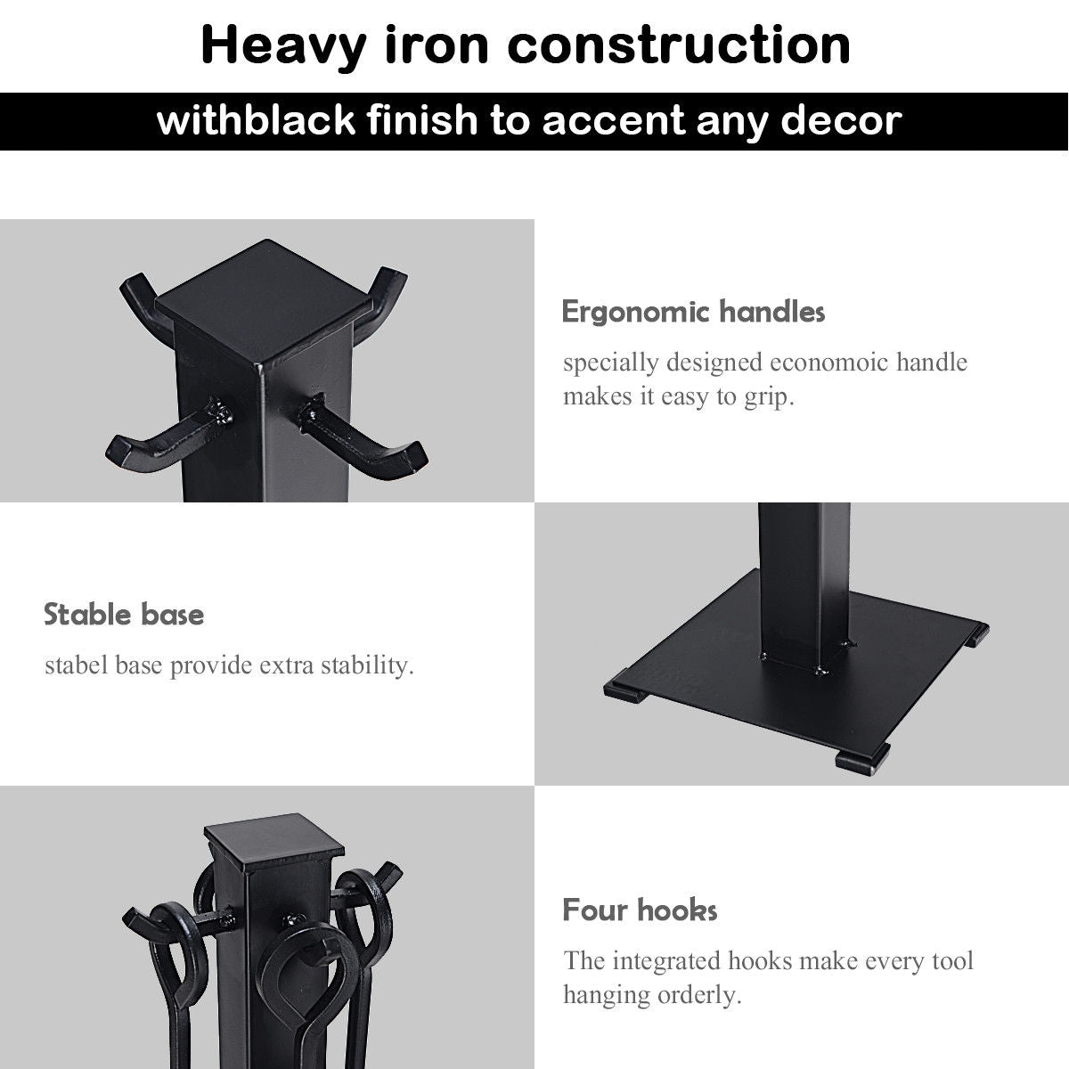 5 Pieces Fireplace Iron Fire Place Tool Set by DirectDeals