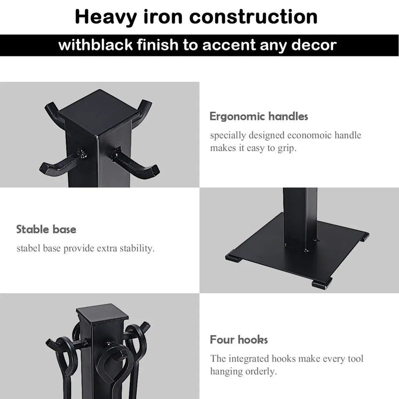 5 Pieces Fireplace Iron Fire Place Tool Set by DirectDeals