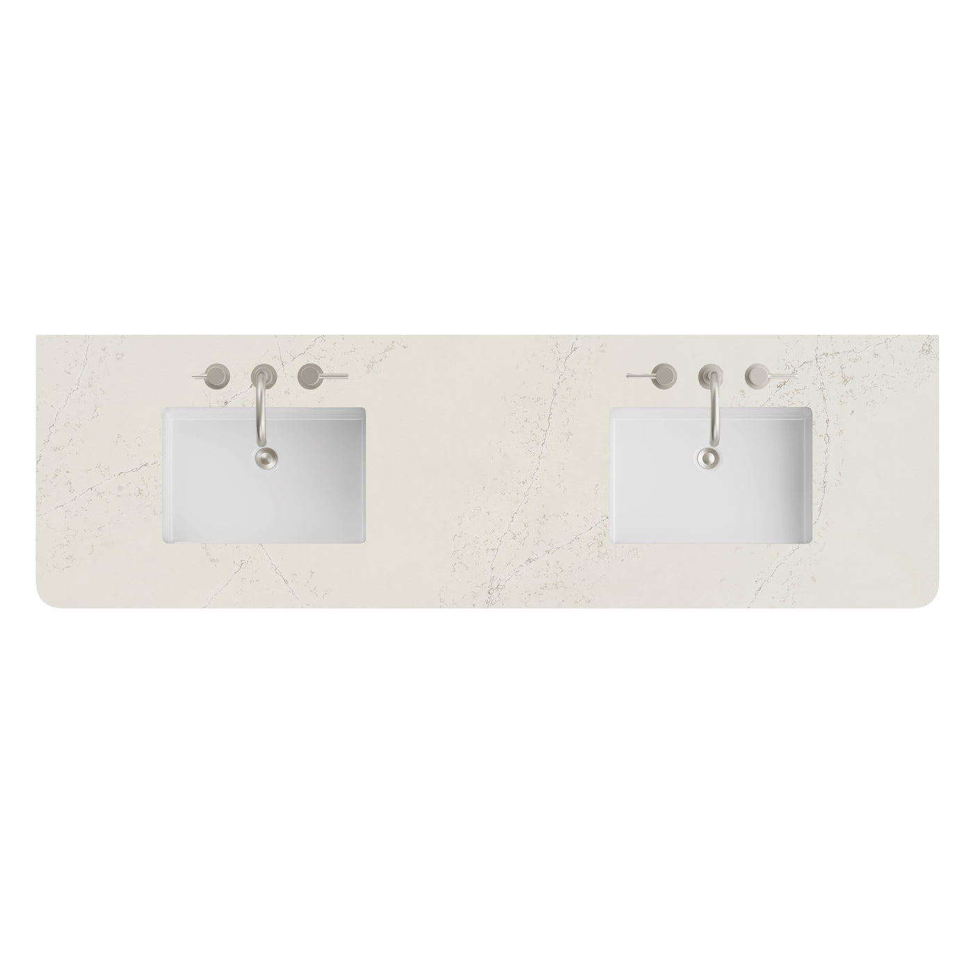 James Martin 72" Double Vanity Top with Siberian (Silestone, Radius Cut, Widespread) countertop