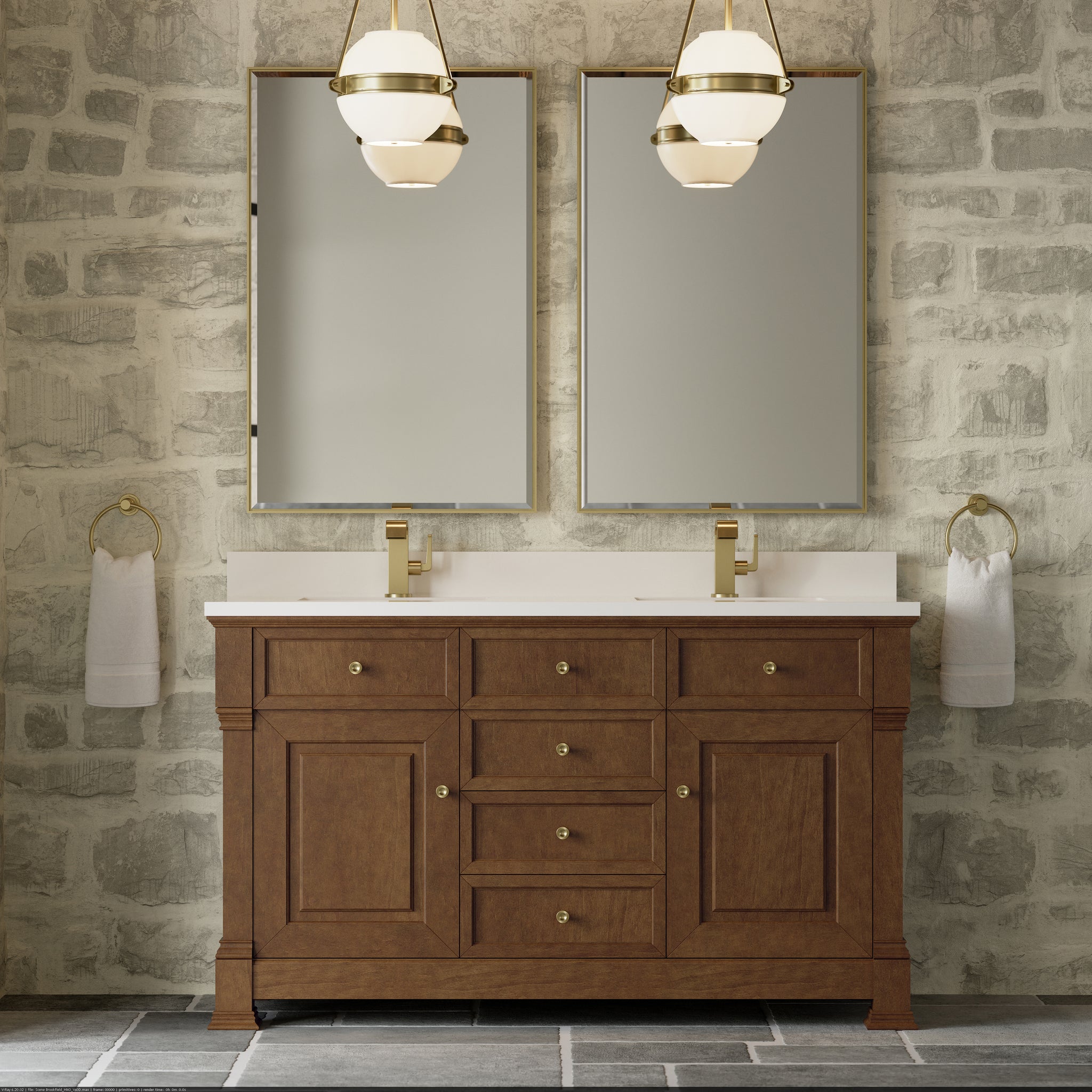 James Martin Brookfield 60" Double Bathroom Vanity, Honey Oak by James Martin