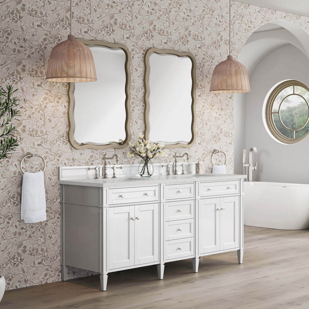 James Martin Brittany 72" Double Bathroom Vanity, Bright White, view 24