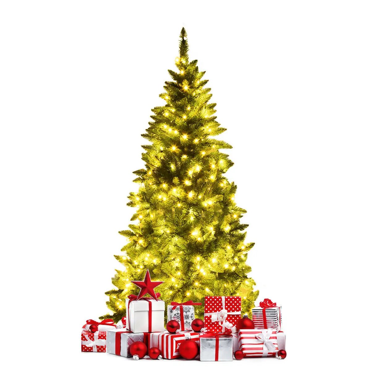 Pre-Lit Artificial Half National Christmas Tree with 8 Flash Modes by DirectDeals