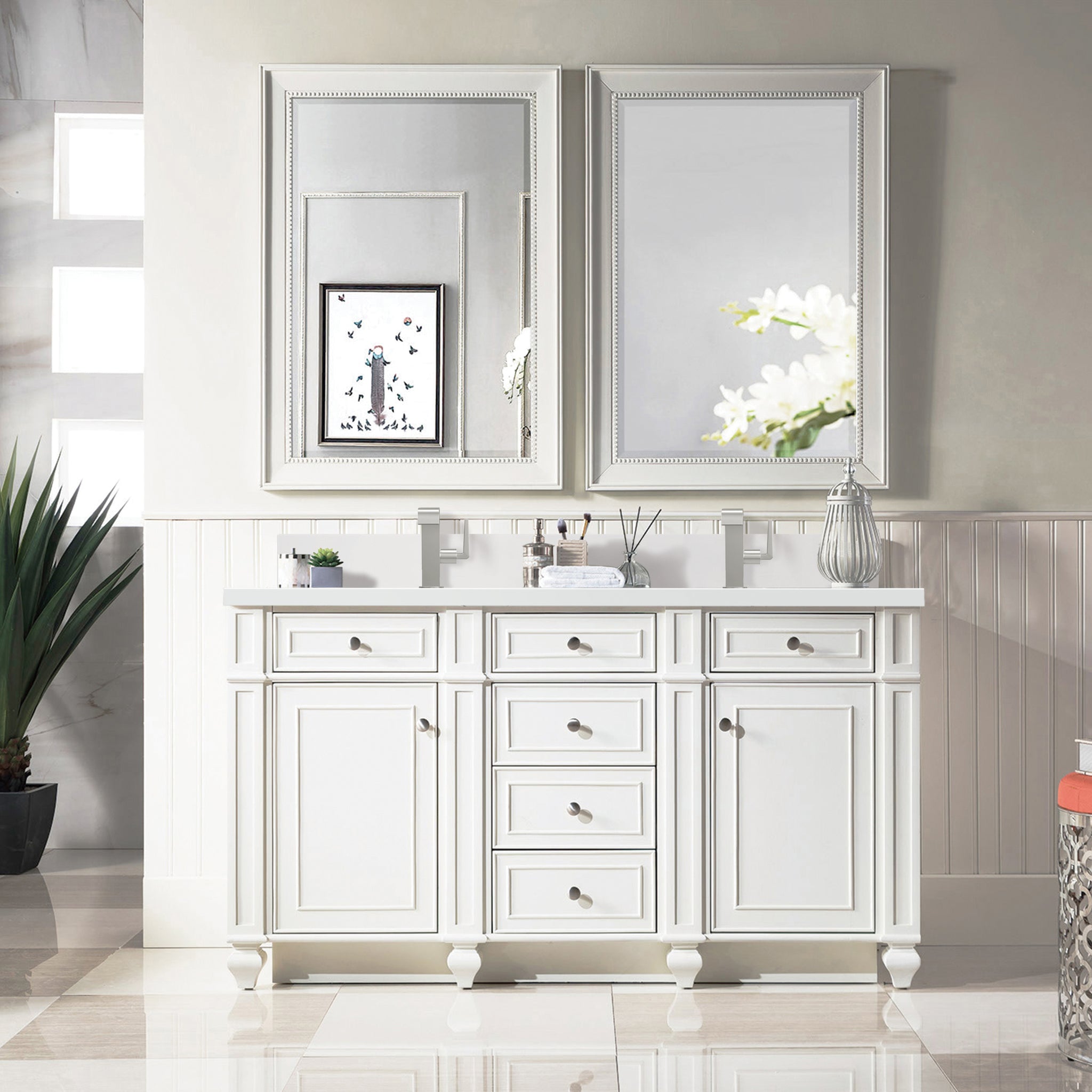 James Martin Bristol 60" Double Bathroom Vanity, Bright White by James Martin