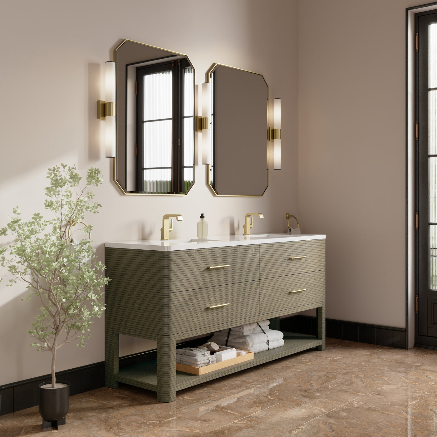 James Martin Lucian 72" Double Bathroom Vanity, Pebble Oak, view 22