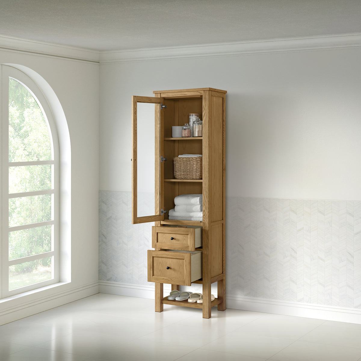 James Martin Breckenridge Linen Cabinet, Light Natural Oak, view 7