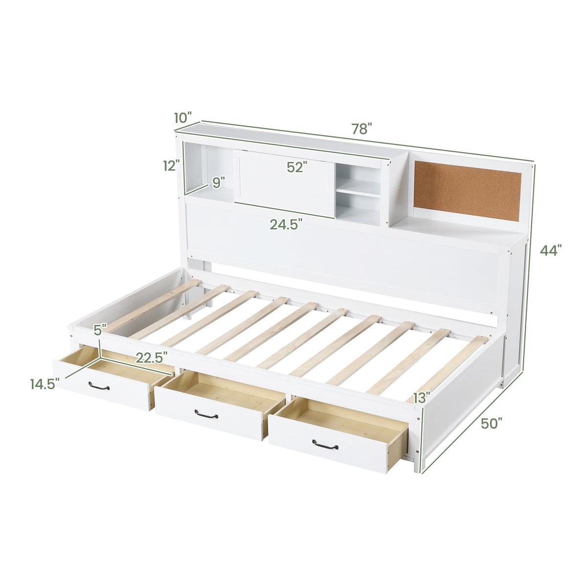 Twin/Full Size Wooden Daybed with 3 Drawers with Storage Shelves, photo 7 of 16