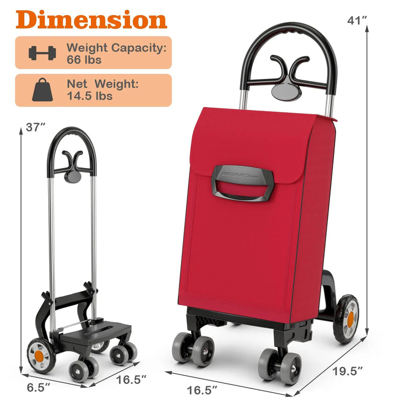 Folding Shopping Cart Utility Hand Truck with Rolling Swivel Wheels by DirectDeals