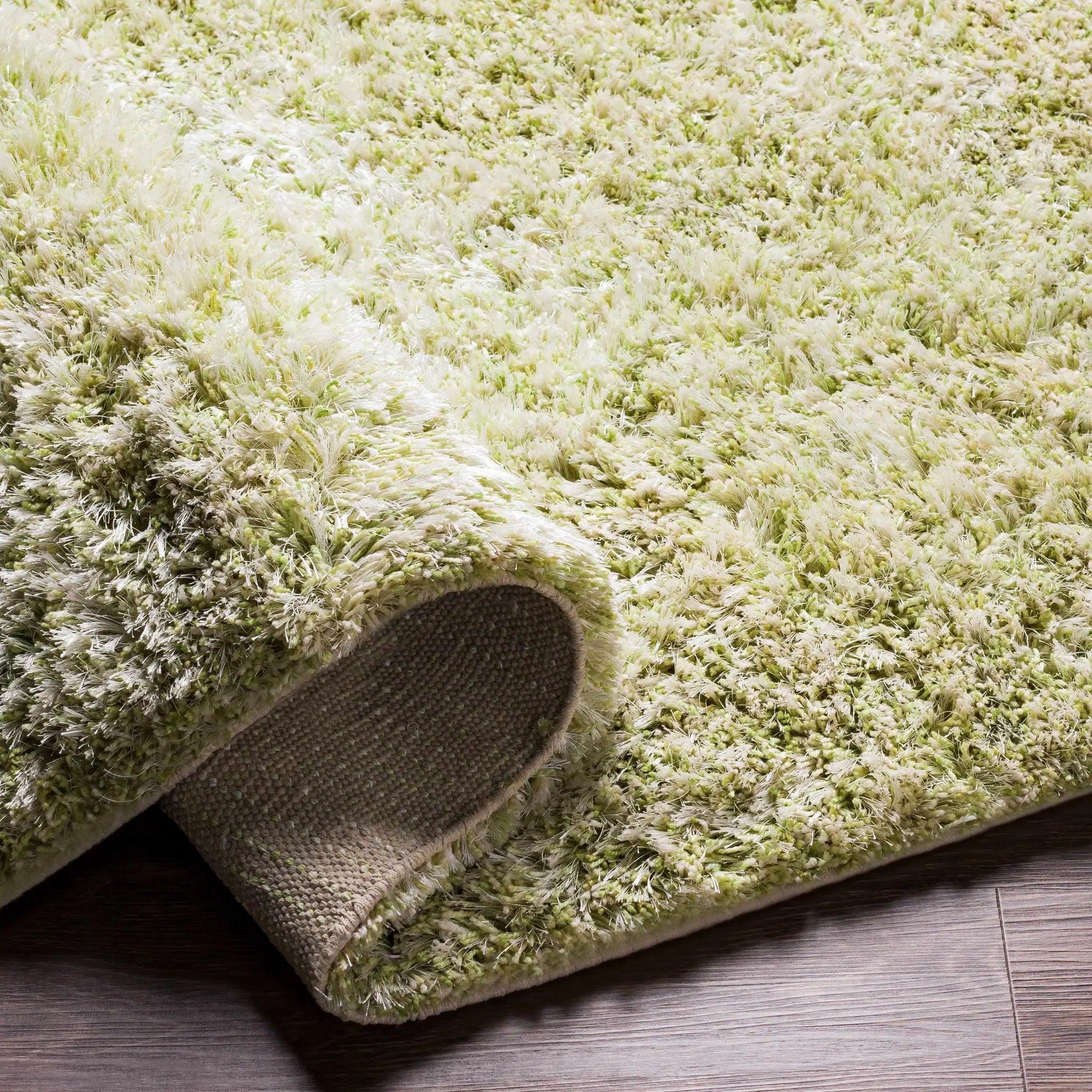 Marao Solid Grass Green Plush Rug - Clearance by Boutique Rugs