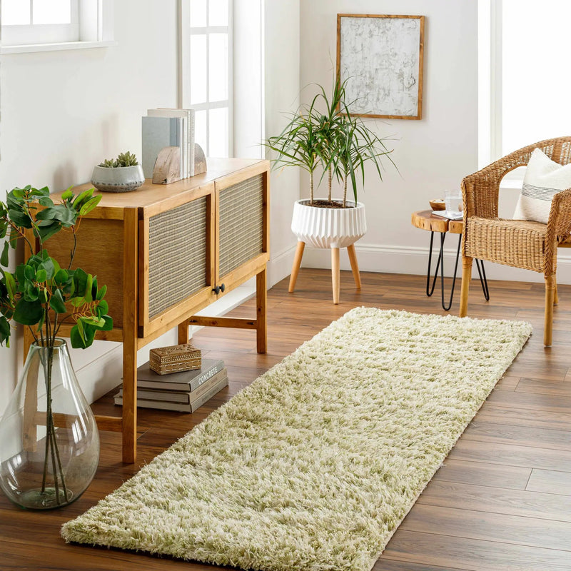Marao Solid Grass Green Plush Rug - Clearance by Boutique Rugs