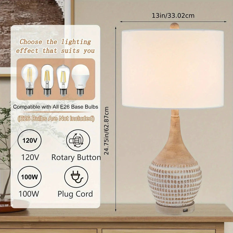 Table Lamp - 3-Way Dimmable Brown 25-Inch by House Of Avana
