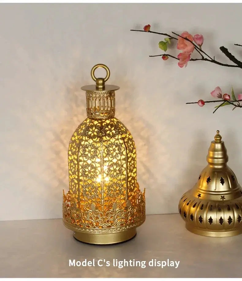 Table Lamp - Portable Iron Art Metal Long by House Of Avana